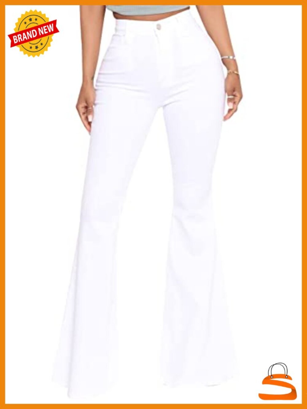 High Waisted Flare Ripped Bell Bottom Jeans Stretchy Denim Pants